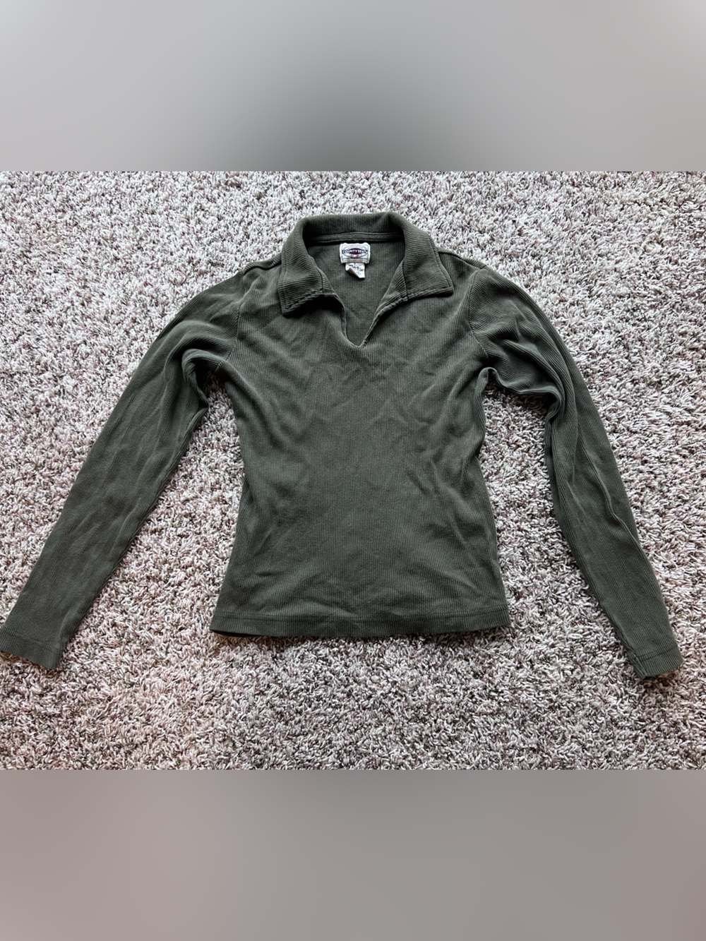 Vintage 1990s County Seat Long Sleeve Olive Green Women’s Ribbed Tee